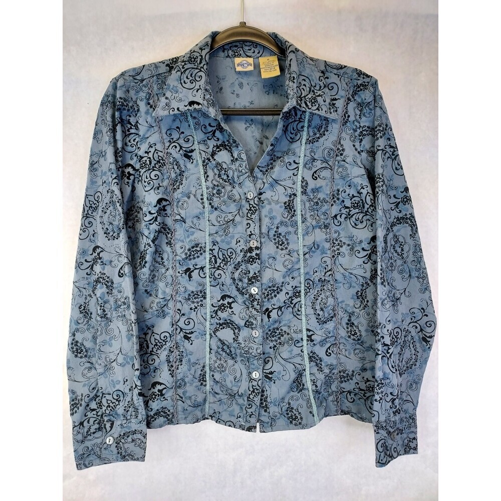 Shaver Lake Button Up Shirt Velvet Burnout Women’s M Paisley Rockabilly Western